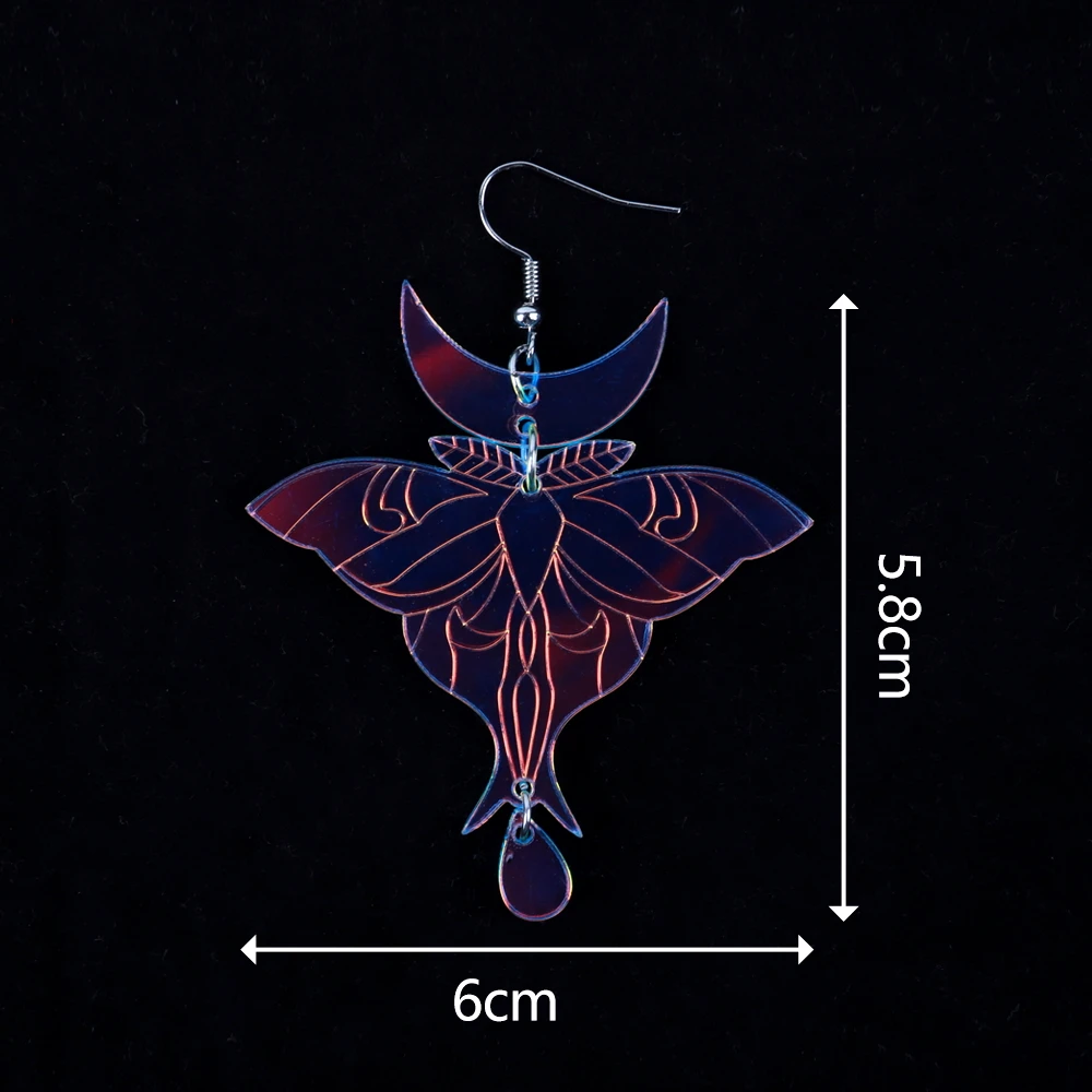New Iridescent Luna Moth Laser Acrylic Earrings for Women 2023 Cute Butterfly Drop Dangle Earring Statement Jewelry Gifts