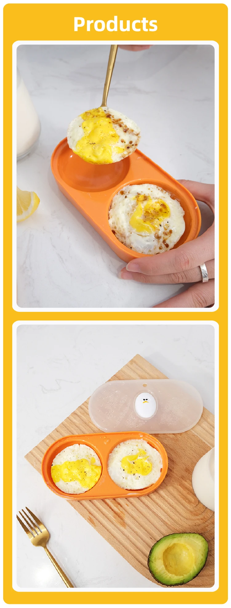 Joie Egg Poacher Double Microwave Egg Poacher Egg Cooker Fried Egg Box Breakfast Steamed Egg Box Egg Tools Kitchen Tool Eggy