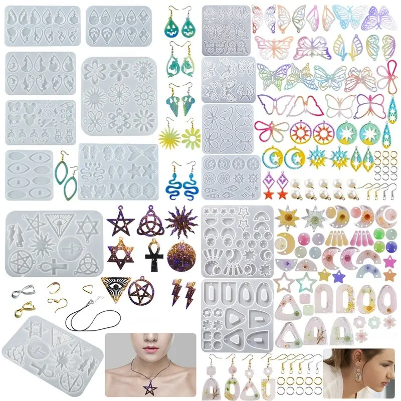 Earring Pendant Silicone Mold Epoxy Resin Mixed Style Jewelry Making Casting Molds DIY Charms Pendant Mould Creative Craft DIY