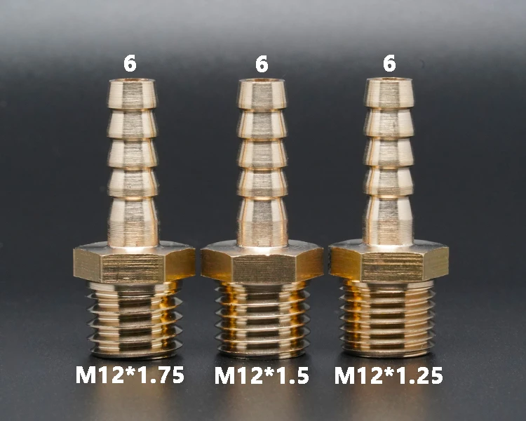 5PCS 3mm 4mm 5mm 6mm 8mm 10mm OD Hose Barb M3 M4 M5 M6 M8 M10 Metric Male Thread Brass Pipe Fitting Coupler Connector Adapter