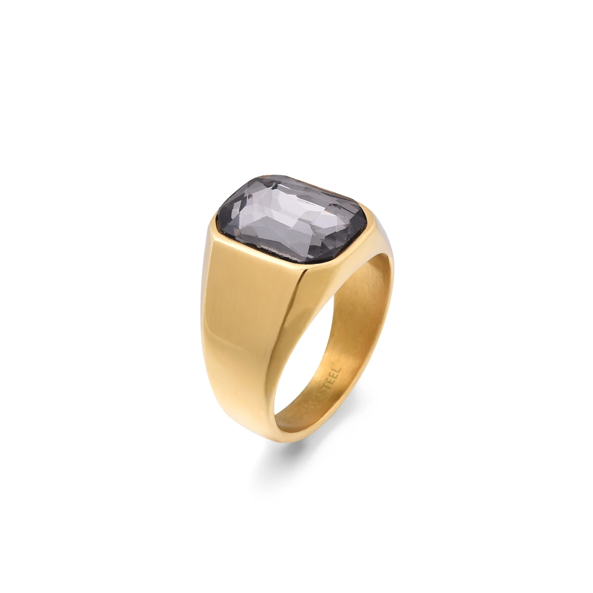Men's/Women 316LStainless Steel  Onyx Gilded Gem Style Rings Classic Fashion Trend Jewelry Eco-Friendly Material