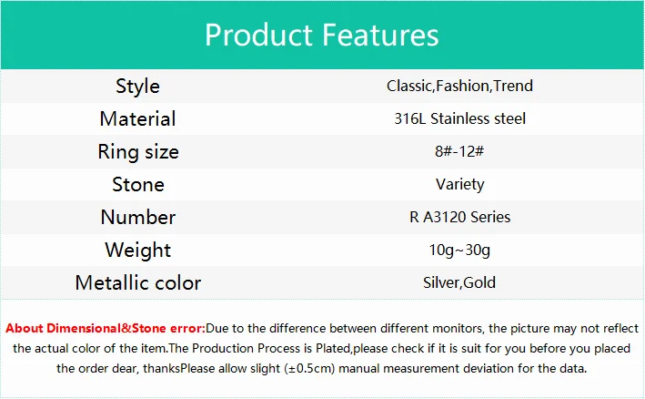 Men's/Women 316LStainless Steel  Onyx Gilded Gem Style Rings Classic Fashion Trend Jewelry Eco-Friendly Material
