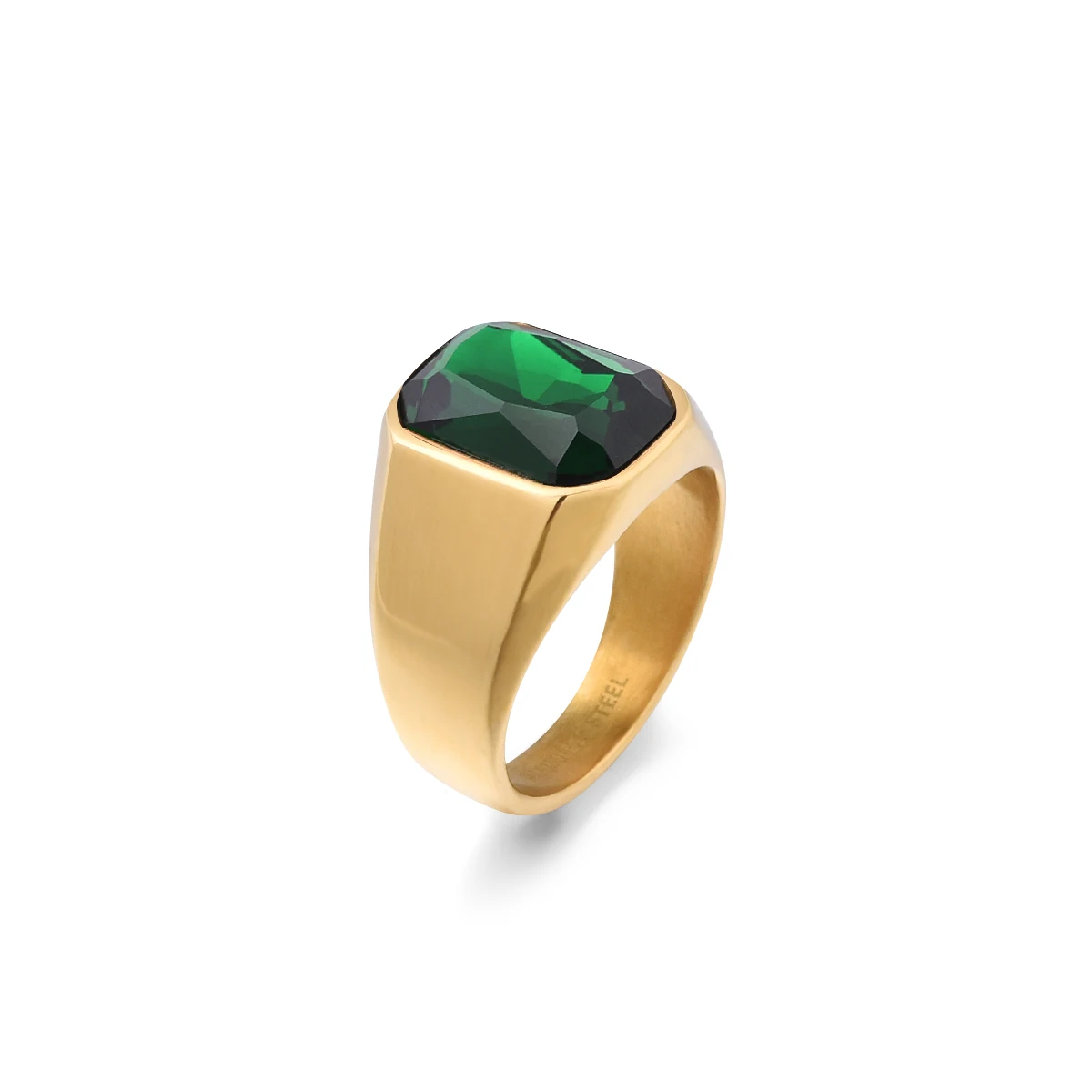 Men's/Women 316LStainless Steel  Onyx Gilded Gem Style Rings Classic Fashion Trend Jewelry Eco-Friendly Material