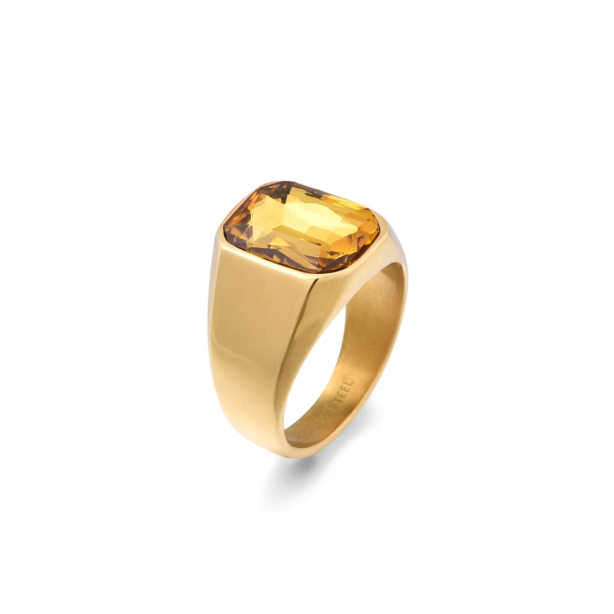 Men's/Women 316LStainless Steel  Onyx Gilded Gem Style Rings Classic Fashion Trend Jewelry Eco-Friendly Material