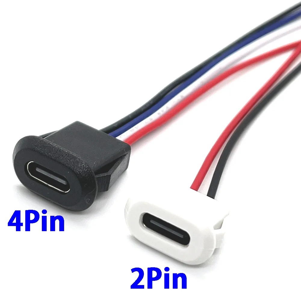 2Pin 4Pin 6Pin USB 2.0 Female Power Jack 2P 4P 6P USB2.0 Charging Port Connector Data Interface with Cable USB Charger Socket