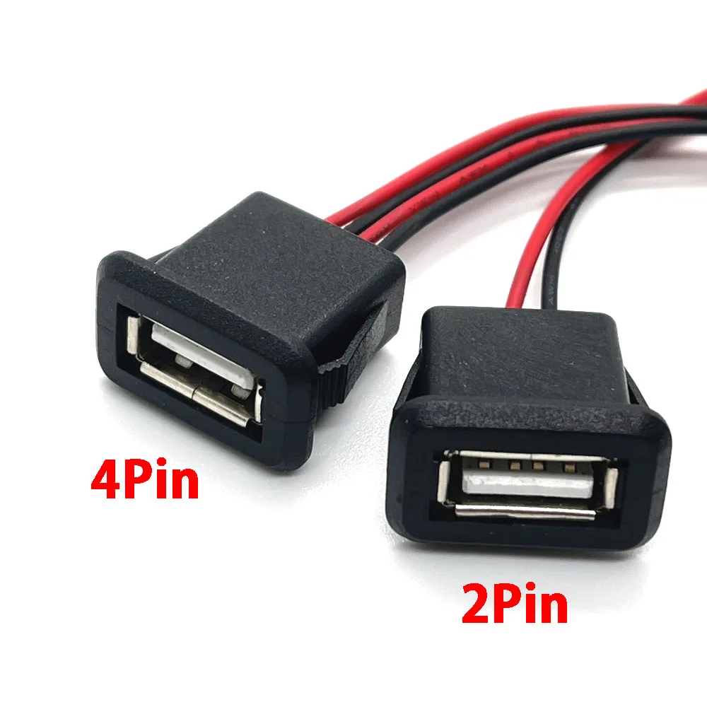 2Pin 4Pin 6Pin USB 2.0 Female Power Jack 2P 4P 6P USB2.0 Charging Port Connector Data Interface with Cable USB Charger Socket