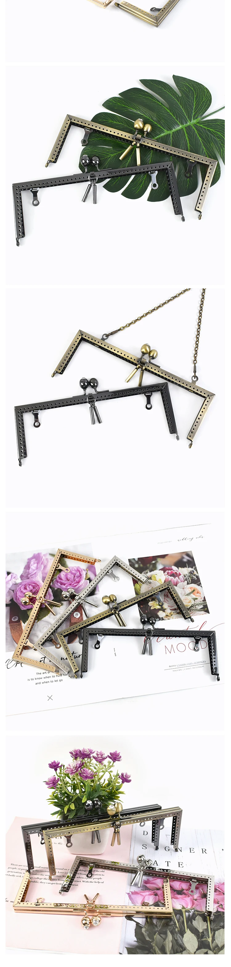 1/2Pcs Deepeel 20.5cm Square Bags Handle Handbag Sewing Brackets Purse Frame Metal Clasp DIY Bag Handles Sew Hardware Accessory