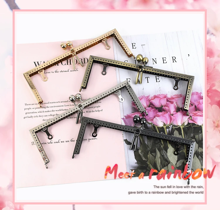 1/2Pcs Deepeel 20.5cm Square Bags Handle Handbag Sewing Brackets Purse Frame Metal Clasp DIY Bag Handles Sew Hardware Accessory