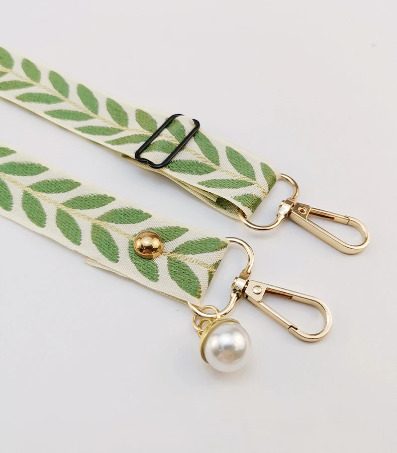 Adjustable Crossbody Long Mobile Phone Lanyard Wide Cloth Neckband Strap Rope Women's Pearl Hanging Ornaments Anti-Lost Lanyard