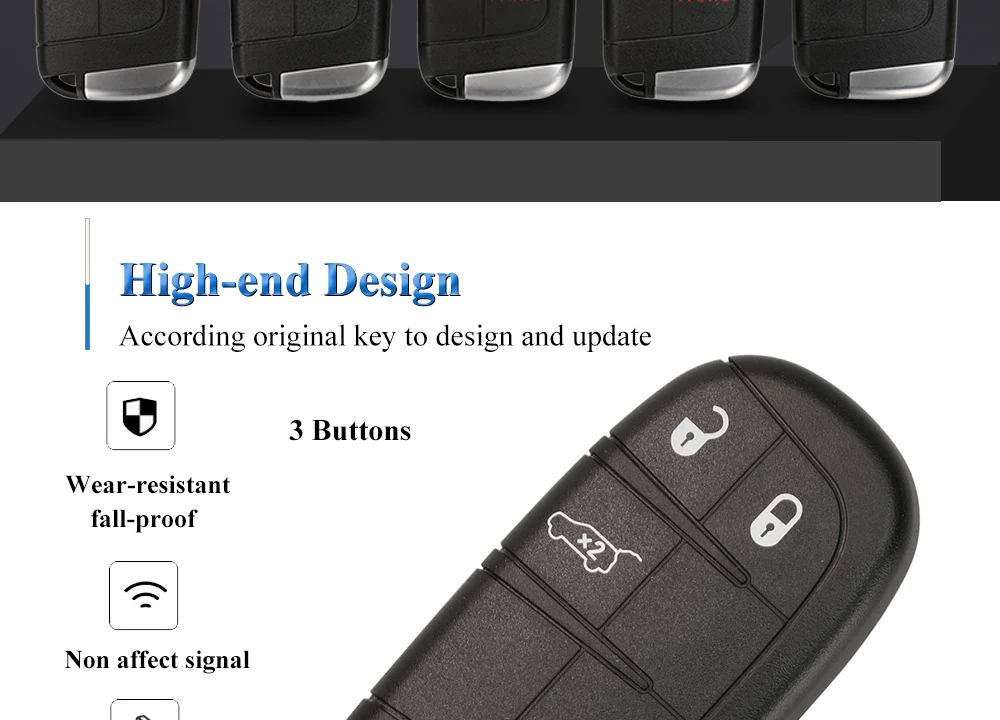 jingyuqin 2/3/4/5 Button Smart Remote Key M3N40821302 Fob 433MHz For Jeep Grand Cherokee 2013-2020 ID46 pcf7945 7953 Car Key Fob