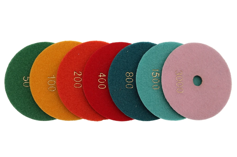 7PCS/Set Super 4Inch Stone Polishing Pads Wet 100mm Wet Polishing Pad For Granite Marble Concrete Grinding Discs