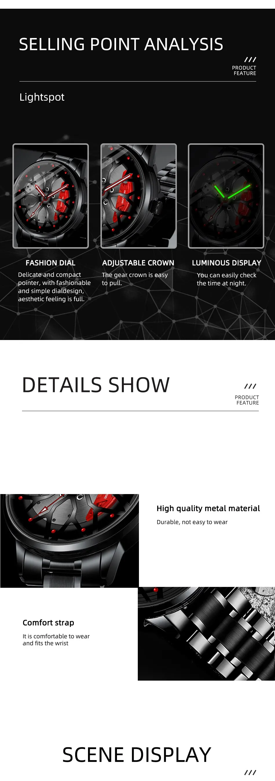 Fashion Mens Car Wheel Watches Luxury Men Sports Waterproof Quartz Wristwatch Stainless Steel Wheel Hub Watch Relogio Masculino