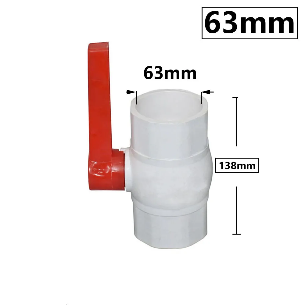 20~90mm Thread and Socket Type PVC Ball Valve Garden Irrigation Fittings Switch Ball Valve DN15/20/25/32/40/50/65/80