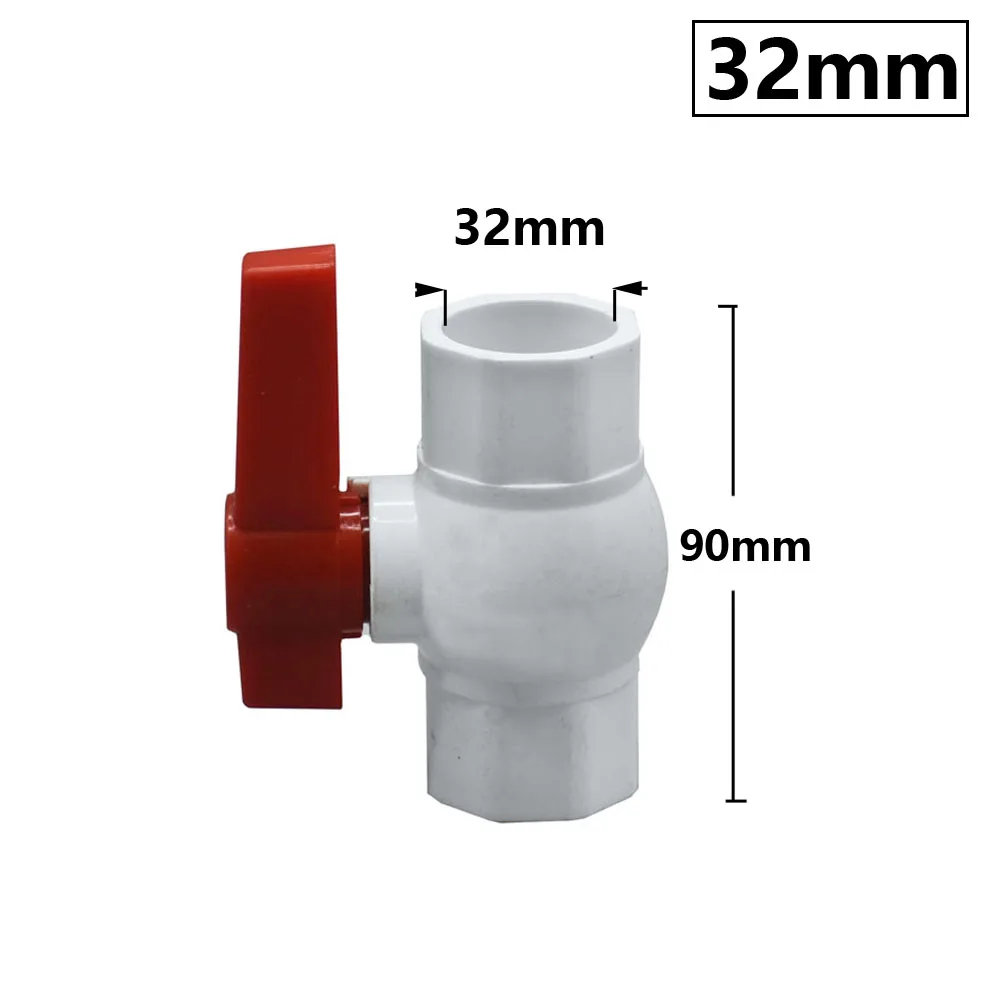 20~90mm Thread and Socket Type PVC Ball Valve Garden Irrigation Fittings Switch Ball Valve DN15/20/25/32/40/50/65/80