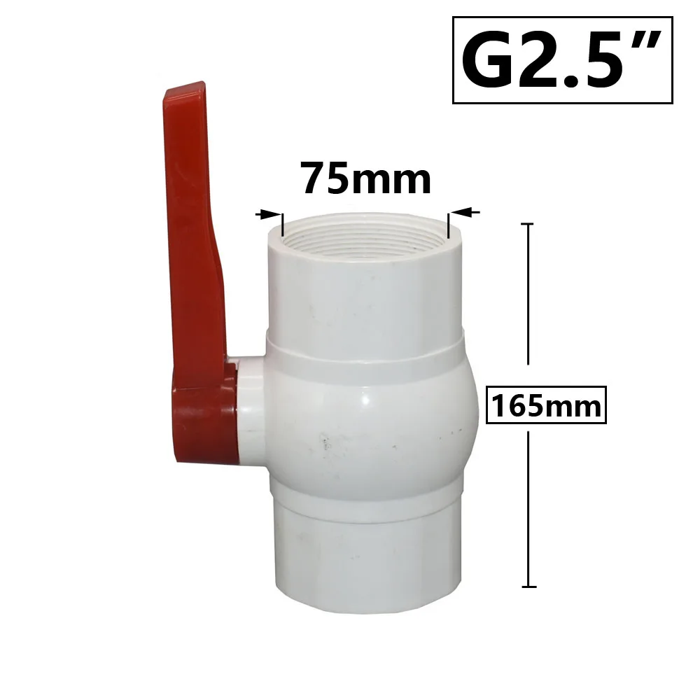 20~90mm Thread and Socket Type PVC Ball Valve Garden Irrigation Fittings Switch Ball Valve DN15/20/25/32/40/50/65/80