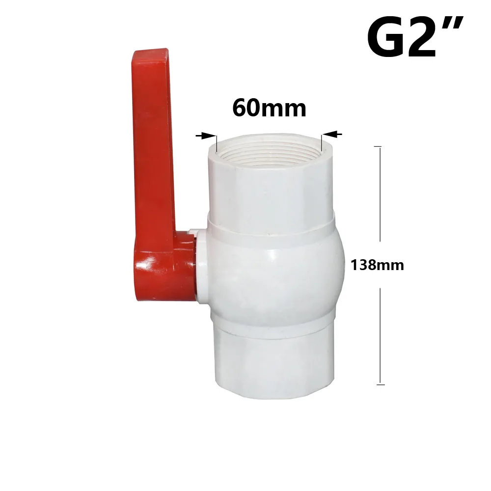 20~90mm Thread and Socket Type PVC Ball Valve Garden Irrigation Fittings Switch Ball Valve DN15/20/25/32/40/50/65/80