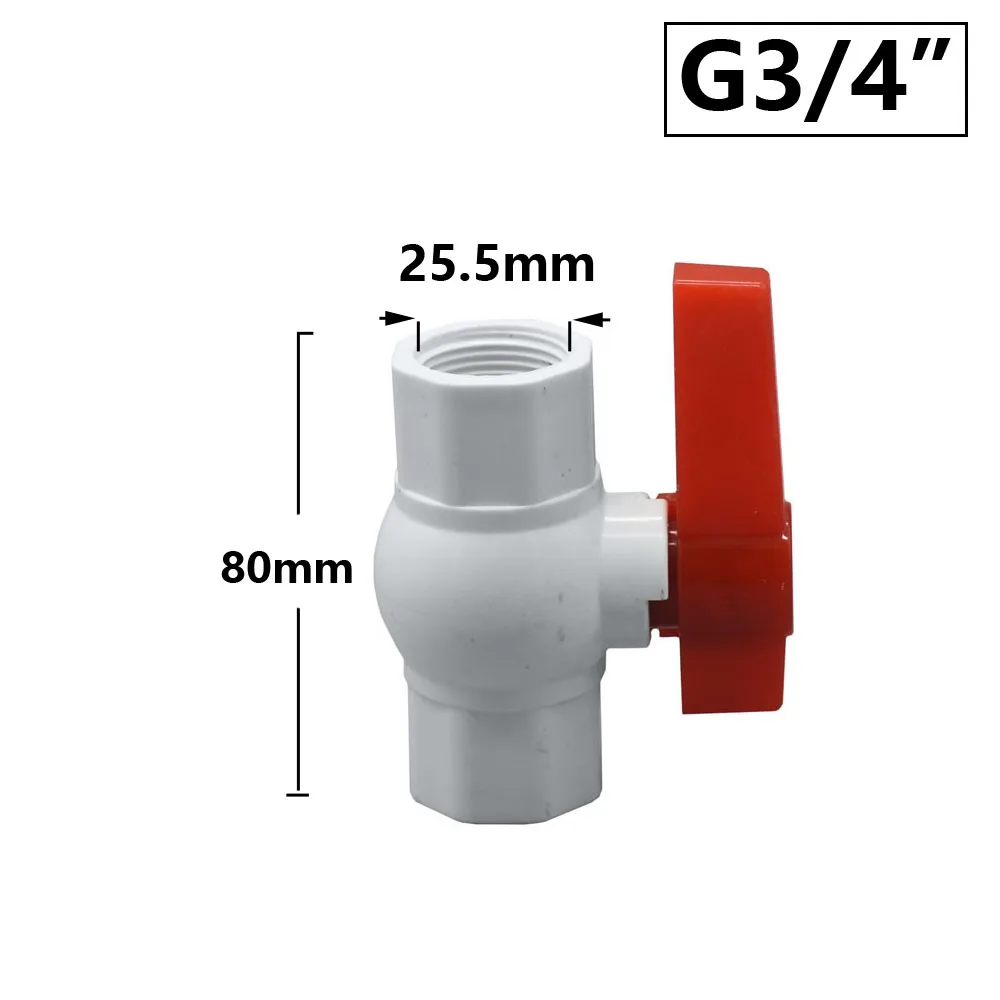 20~90mm Thread and Socket Type PVC Ball Valve Garden Irrigation Fittings Switch Ball Valve DN15/20/25/32/40/50/65/80