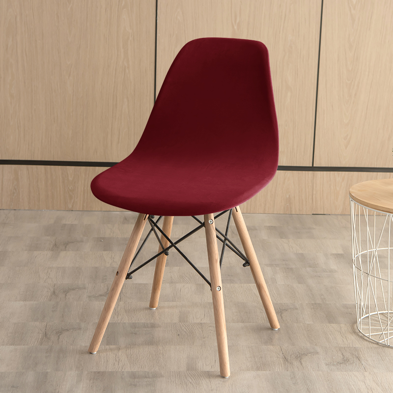 Velvet Shell Chair Cover Stretch Armless Dining Chair Covers Solid Color Elastic Bar Dining Seat Cover Home Hotel Party Banquet