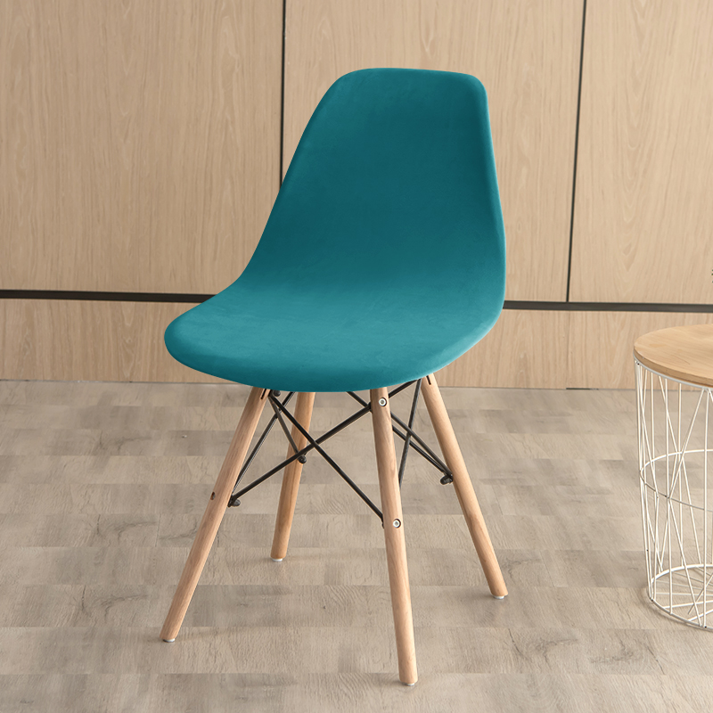Velvet Shell Chair Cover Stretch Armless Dining Chair Covers Solid Color Elastic Bar Dining Seat Cover Home Hotel Party Banquet