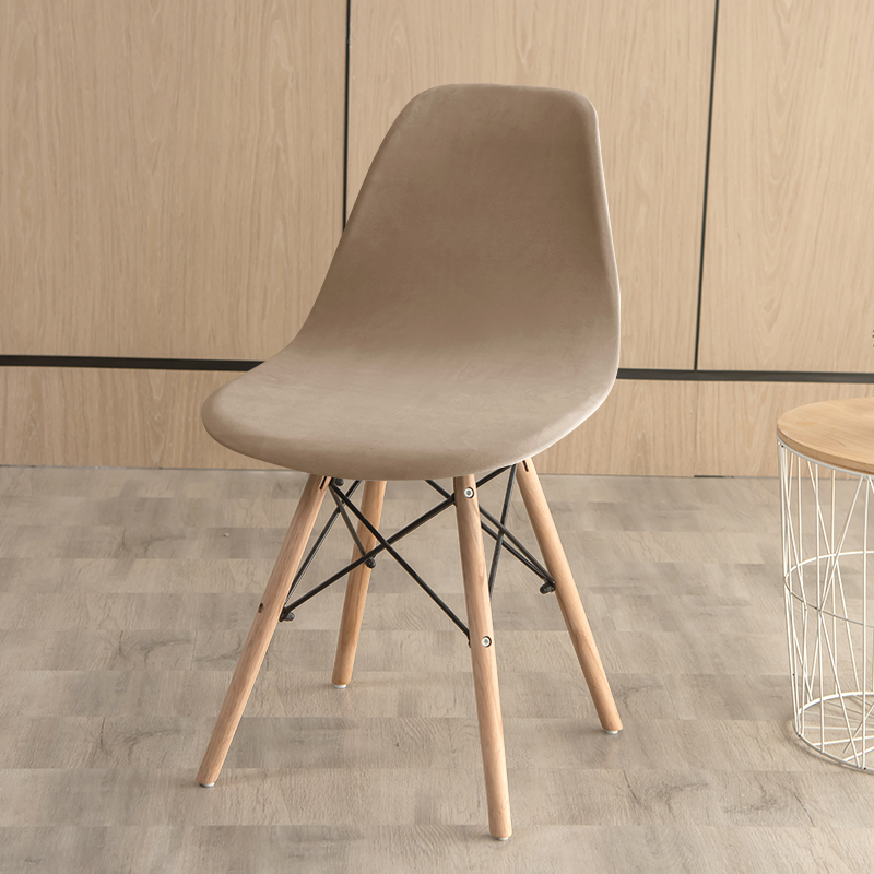 Velvet Shell Chair Cover Stretch Armless Dining Chair Covers Solid Color Elastic Bar Dining Seat Cover Home Hotel Party Banquet