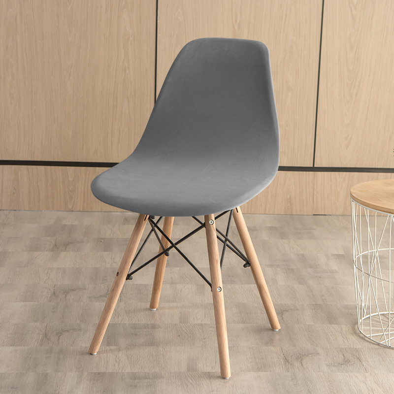 Velvet Shell Chair Cover Stretch Armless Dining Chair Covers Solid Color Elastic Bar Dining Seat Cover Home Hotel Party Banquet
