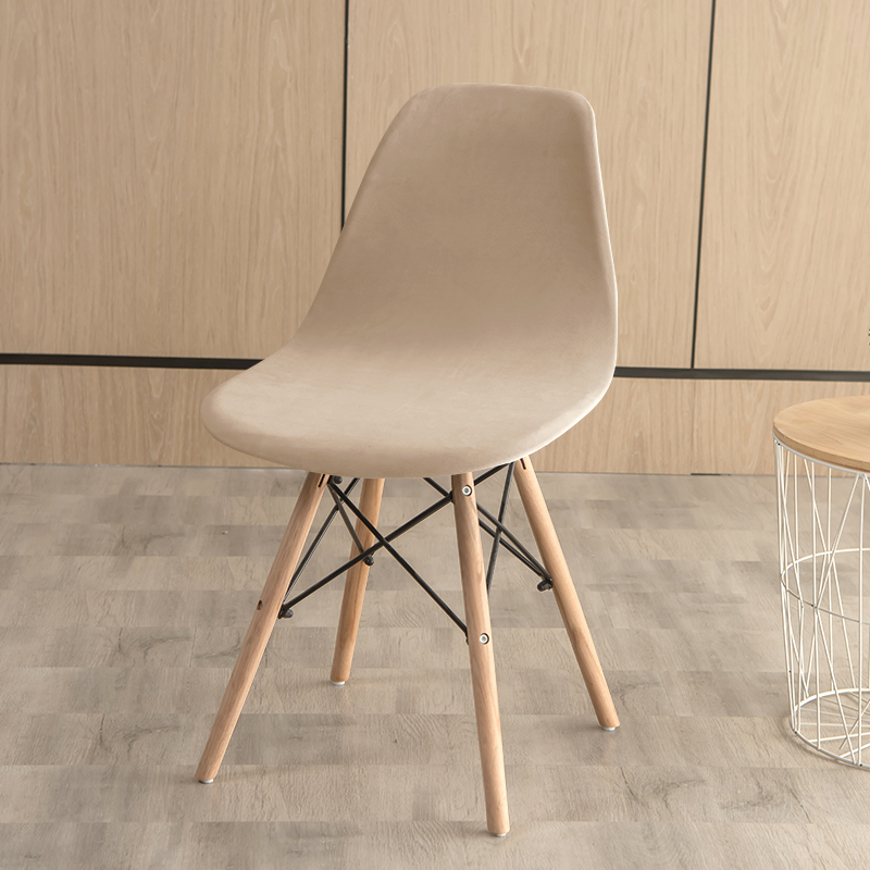 Velvet Shell Chair Cover Stretch Armless Dining Chair Covers Solid Color Elastic Bar Dining Seat Cover Home Hotel Party Banquet