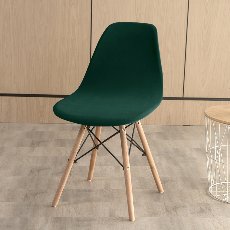 Velvet Shell Chair Cover Stretch Armless Dining Chair Covers Solid Color Elastic Bar Dining Seat Cover Home Hotel Party Banquet