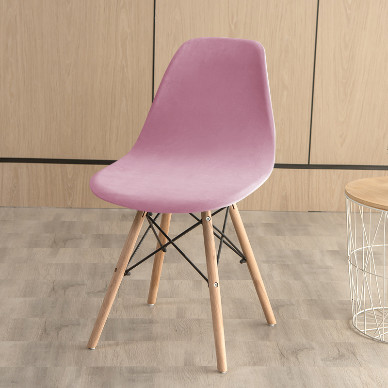 Velvet Shell Chair Cover Stretch Armless Dining Chair Covers Solid Color Elastic Bar Dining Seat Cover Home Hotel Party Banquet
