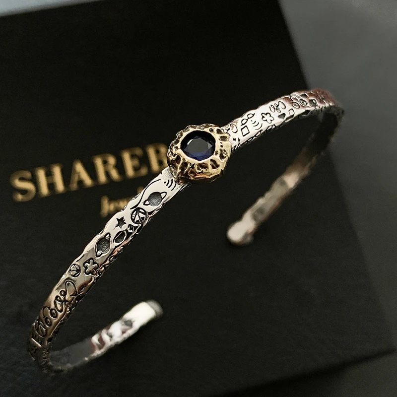 FOXANRY Vintage Handmade Graffiti Hiphop Bracelet for Women Couples INS Fashion Creative Sparkling Zircons Party Jewelry Gifts
