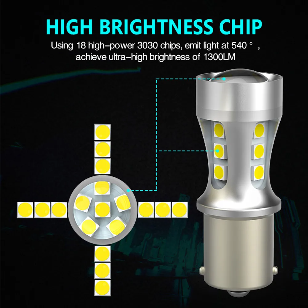 NAO P21W led BAY15D PY21W BA15S White 1300Lm Car LED Bulb P21/5W Turn Signal 1156 3030 1157 T20 W16W T15 W21/5W 7443 W21W 7440