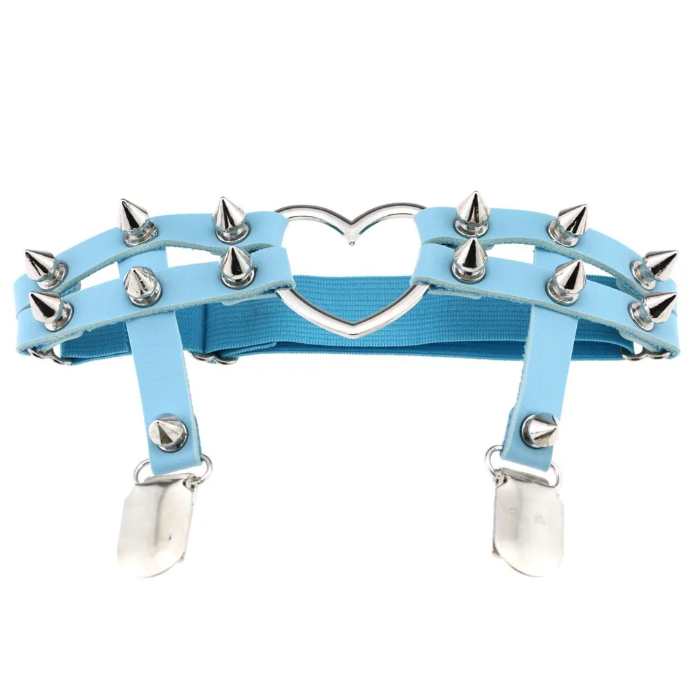 DIEZI PU Leather Elastic Garter Belt Leg Thigh Ring Suspender Stockings Belt Leg Chain Harness Rivet Heart Anklet Body Jewelry