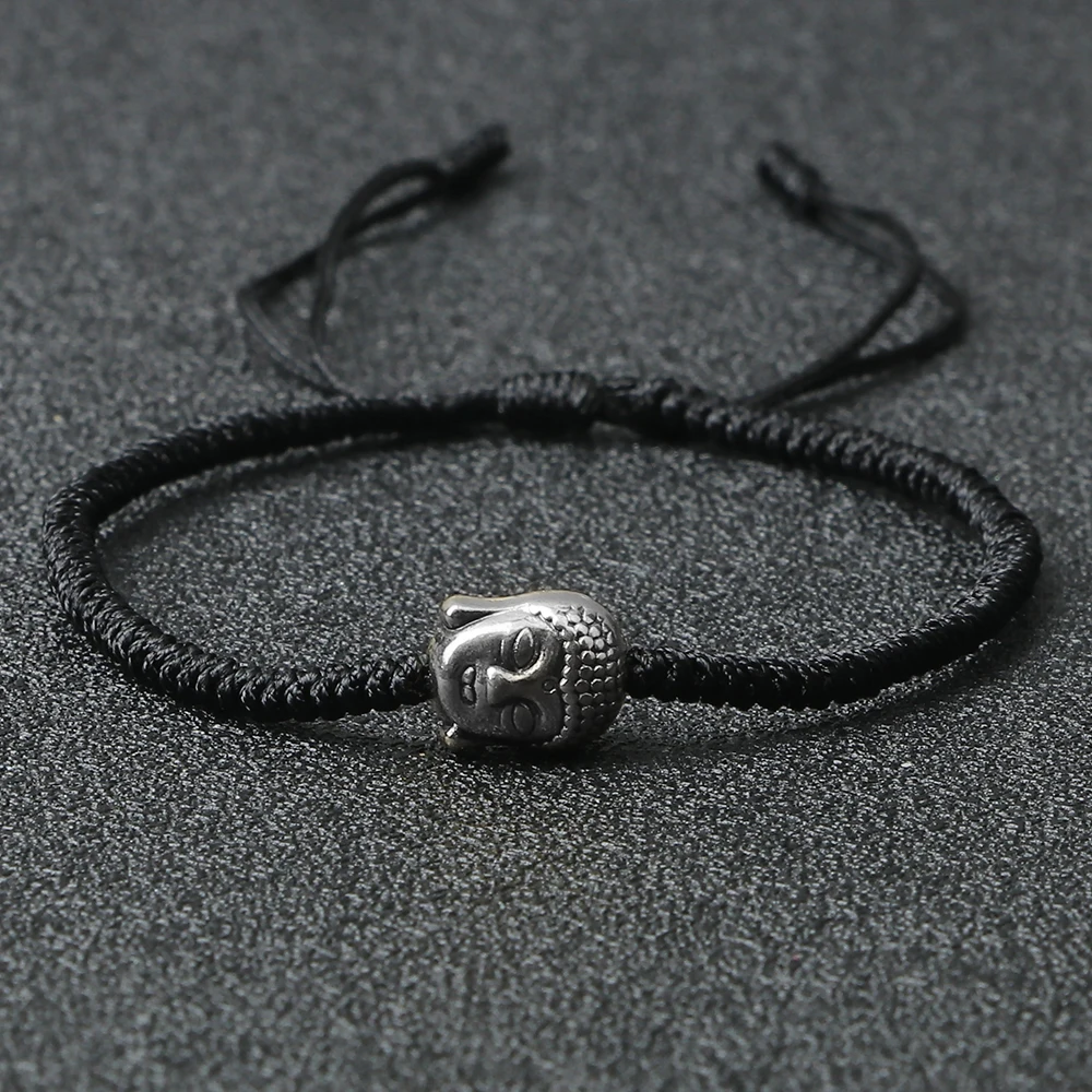 Ethnic Tibetan Buddha Head Woven Bracelets For Men Handmade Rope Retro Elephant Pendant Lucky Bracelet Women Yoga Energy Jewelry