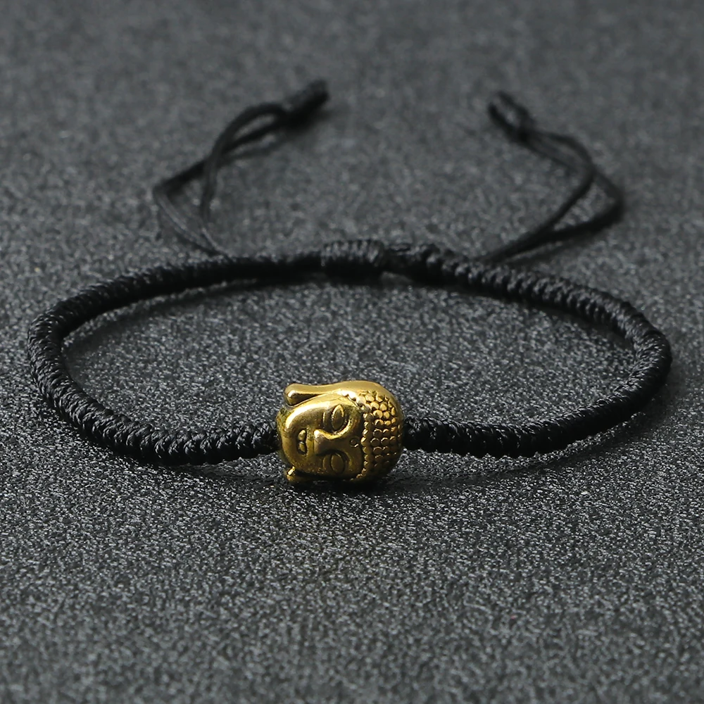 Ethnic Tibetan Buddha Head Woven Bracelets For Men Handmade Rope Retro Elephant Pendant Lucky Bracelet Women Yoga Energy Jewelry