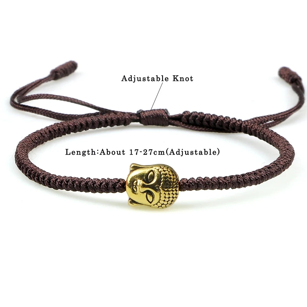 Ethnic Tibetan Buddha Head Woven Bracelets For Men Handmade Rope Retro Elephant Pendant Lucky Bracelet Women Yoga Energy Jewelry