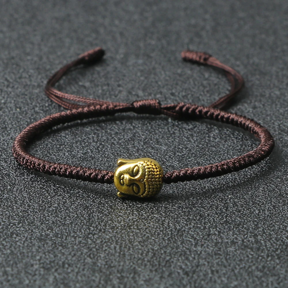 Ethnic Tibetan Buddha Head Woven Bracelets For Men Handmade Rope Retro Elephant Pendant Lucky Bracelet Women Yoga Energy Jewelry