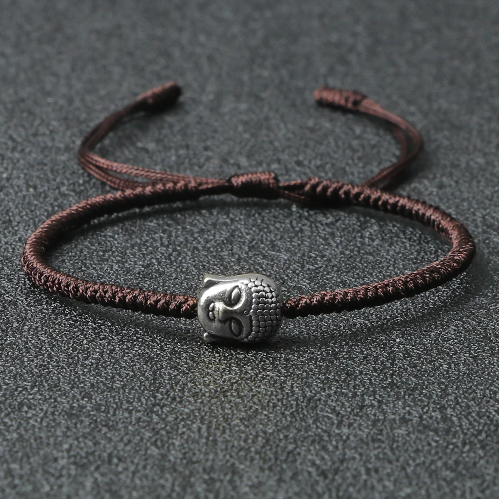 Ethnic Tibetan Buddha Head Woven Bracelets For Men Handmade Rope Retro Elephant Pendant Lucky Bracelet Women Yoga Energy Jewelry