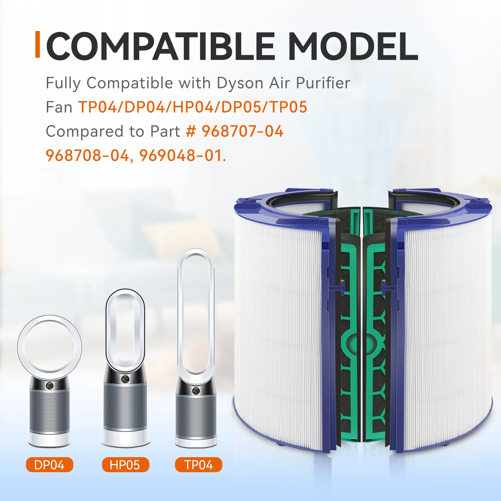 Replacement Hepa Carbon Filter for Dyson TP04 HP04 DP04 TP05 HP05 Pure Cool Purifier Sealed Two Stage 360 Degree Filter System