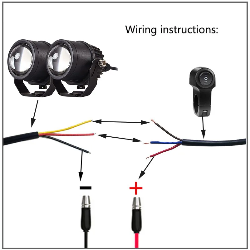 Motorcycle LED Spotlight Electric Vehicle Paving Lens High and Low Beam Tangent Integral Headlamp Auxiliary Lamp Headlamp
