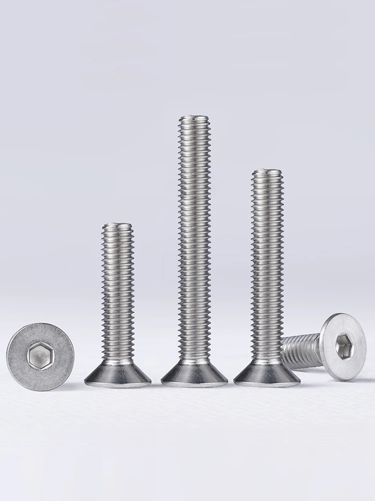 M2 M2.5 M3 M4 M5 M6 M8 DIN7911 304 A2 Stainless Steel Hexagon Hex Socket Flat Countersunk Head Furniture Screws Allen Bolts