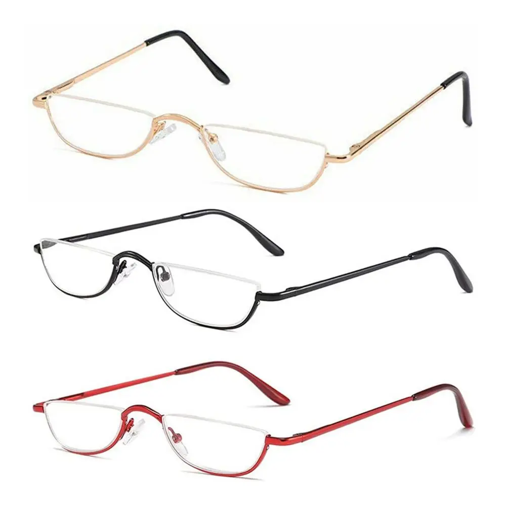 +1.00~+4.0 Unisex Reading Glasses Spring Hinge Metal Half Moon Reading Glasses Ultra Light Resin Eyeglasses Half Frame Glasses