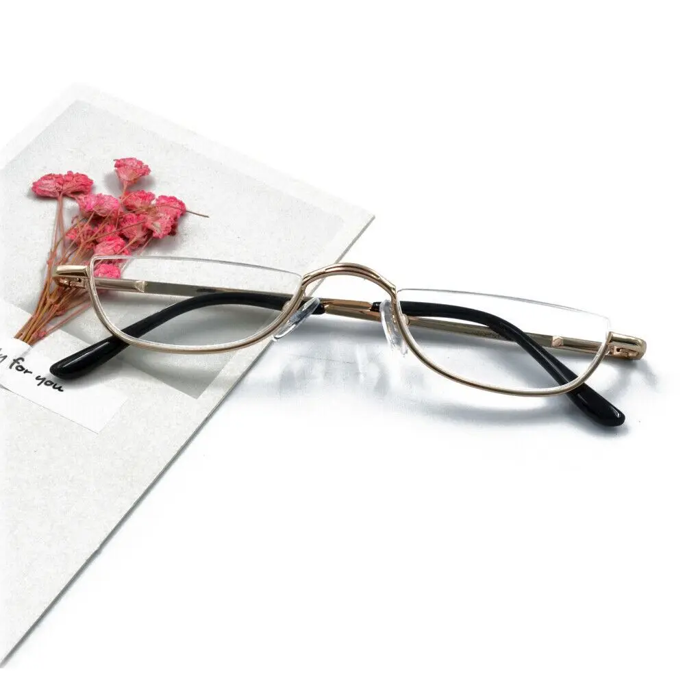 +1.00~+4.0 Unisex Reading Glasses Spring Hinge Metal Half Moon Reading Glasses Ultra Light Resin Eyeglasses Half Frame Glasses
