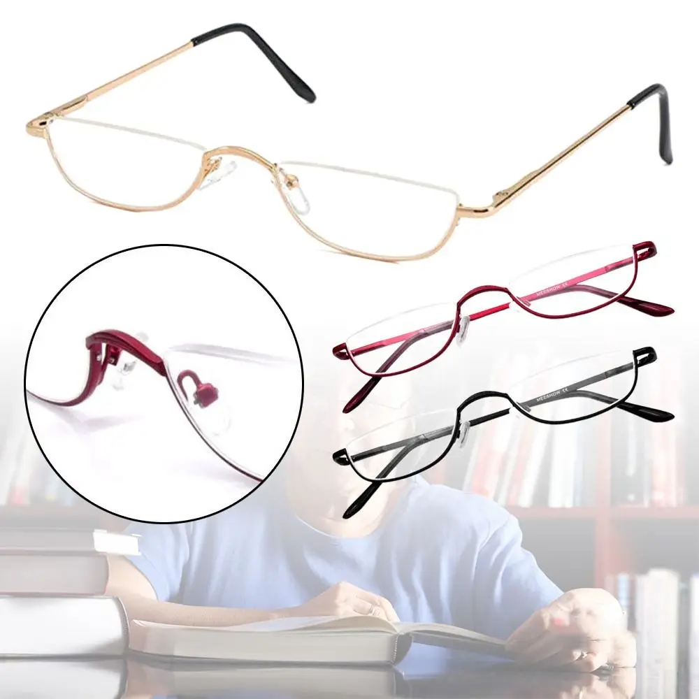 +1.00~+4.0 Unisex Reading Glasses Spring Hinge Metal Half Moon Reading Glasses Ultra Light Resin Eyeglasses Half Frame Glasses