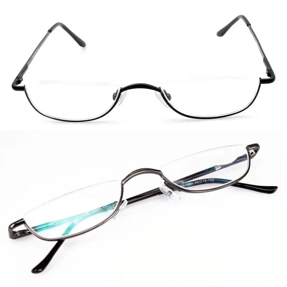 +1.00~+4.0 Unisex Reading Glasses Spring Hinge Metal Half Moon Reading Glasses Ultra Light Resin Eyeglasses Half Frame Glasses