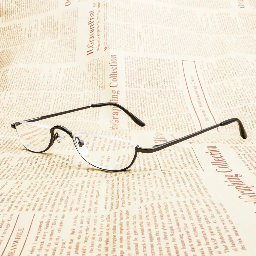 +1.00~+4.0 Unisex Reading Glasses Spring Hinge Metal Half Moon Reading Glasses Ultra Light Resin Eyeglasses Half Frame Glasses