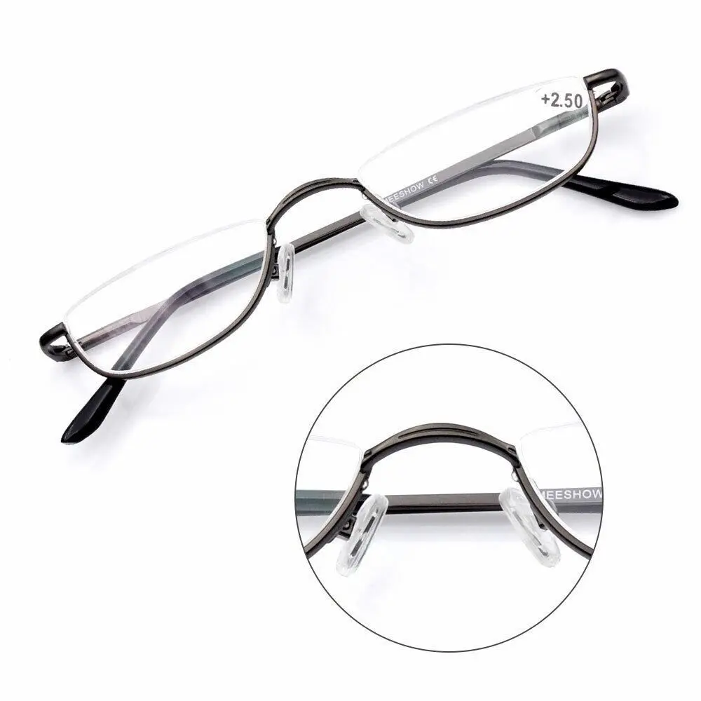 +1.00~+4.0 Unisex Reading Glasses Spring Hinge Metal Half Moon Reading Glasses Ultra Light Resin Eyeglasses Half Frame Glasses