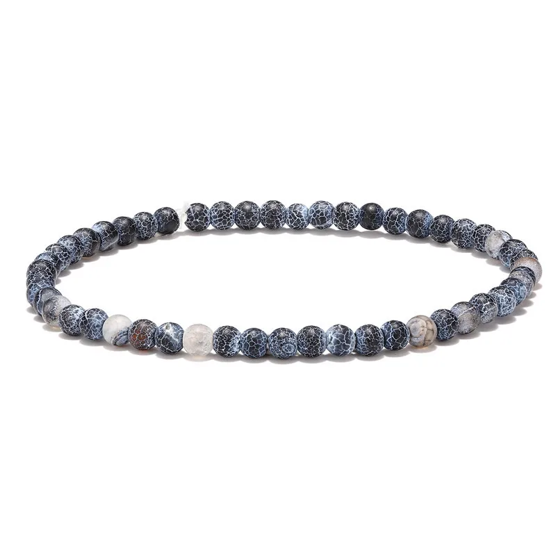 Vintage 925 Silver Plated C-Bangle Featured Europe and American Personality Weathered Natural Stone Bead Bracelet Unisex Jewelry