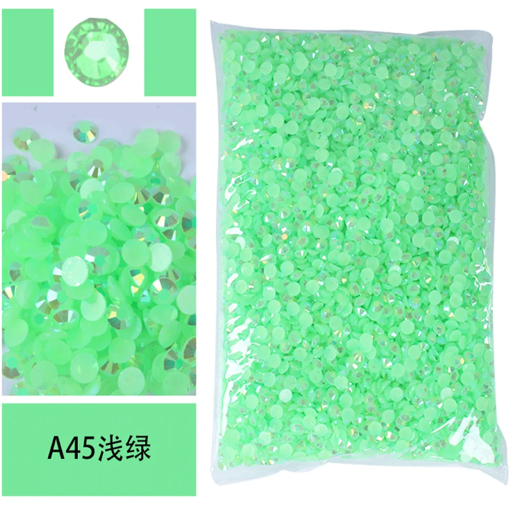 Bulk Wholesale Jelly Color AB Transparent AB 2mm,3mm,4mm,5mm,6mm Facets FlatBack Resin Rhinestone Nail Art Garment Decoration