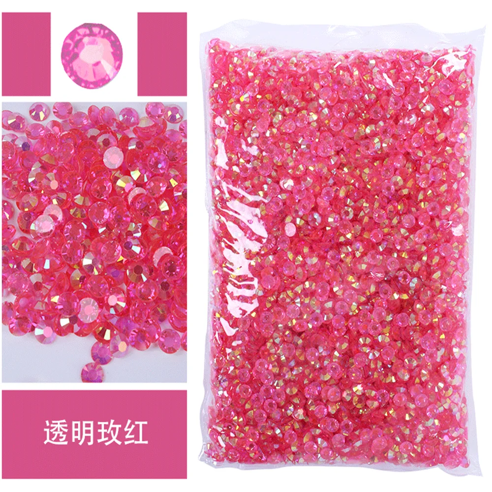 Bulk Wholesale Jelly Color AB Transparent AB 2mm,3mm,4mm,5mm,6mm Facets FlatBack Resin Rhinestone Nail Art Garment Decoration