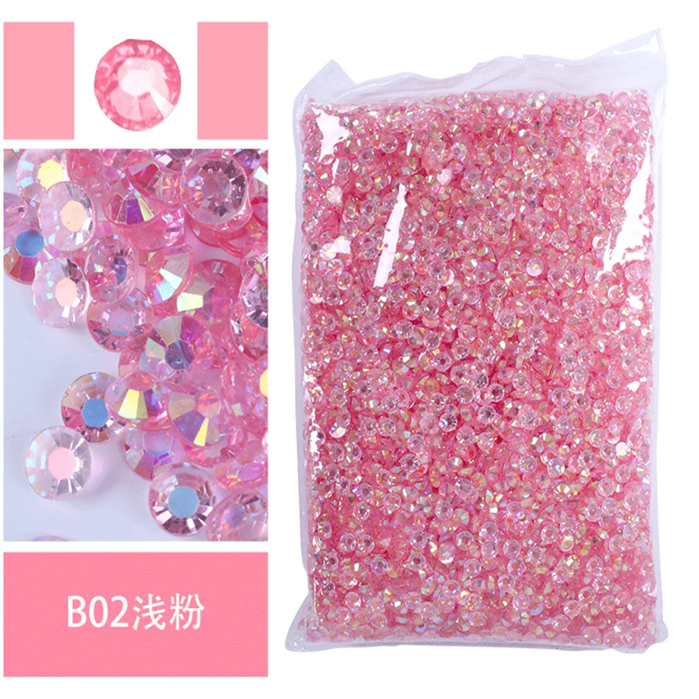 Bulk Wholesale Jelly Color AB Transparent AB 2mm,3mm,4mm,5mm,6mm Facets FlatBack Resin Rhinestone Nail Art Garment Decoration