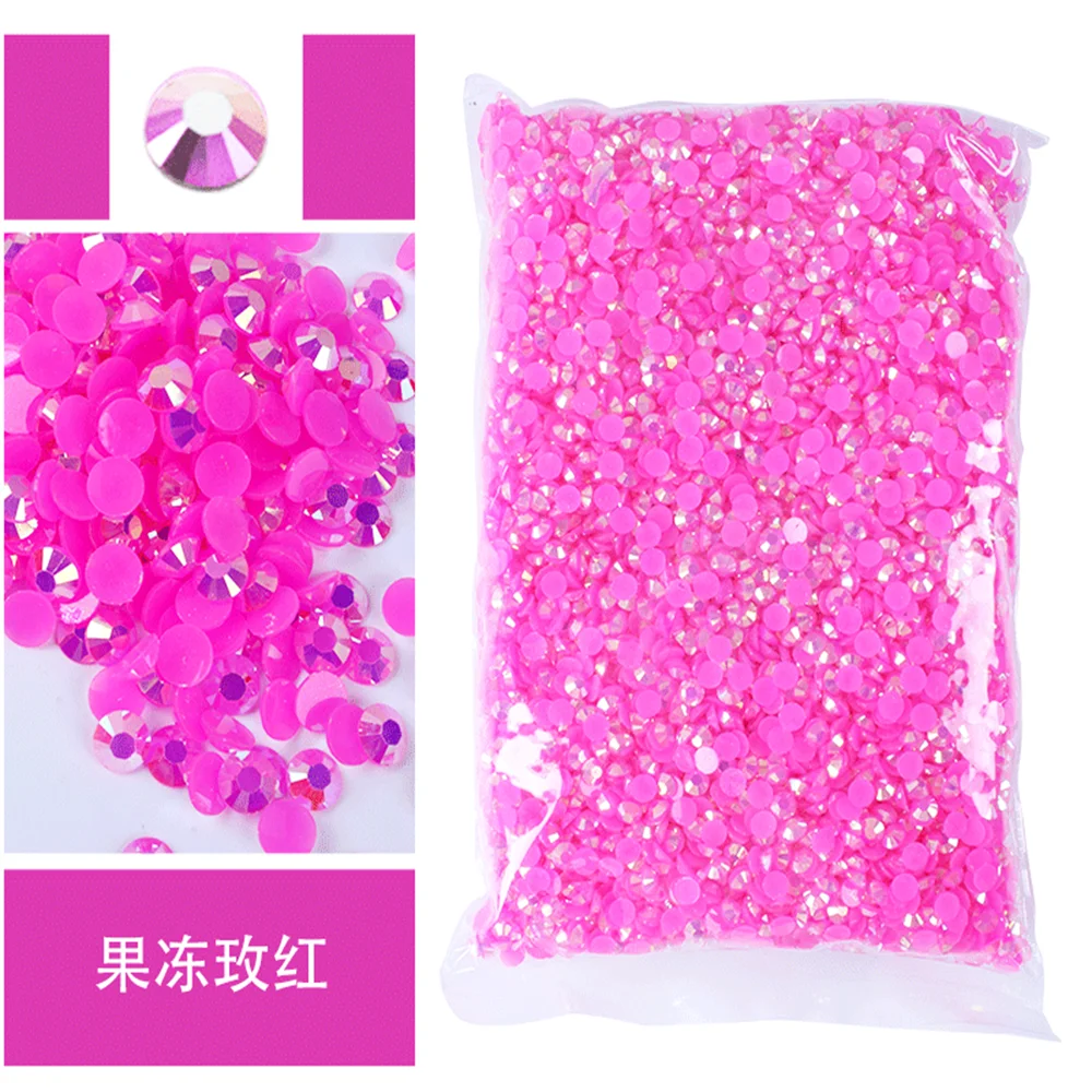 Bulk Wholesale Jelly Color AB Transparent AB 2mm,3mm,4mm,5mm,6mm Facets FlatBack Resin Rhinestone Nail Art Garment Decoration